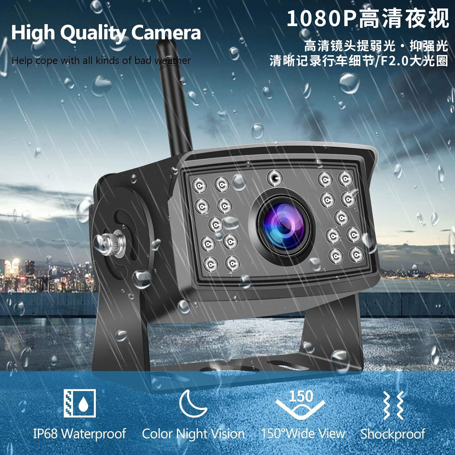Truck Wireless Monitoring Dual Antenna Wifi Car Camera Monitor Hd Wireless Reversing Display Screen