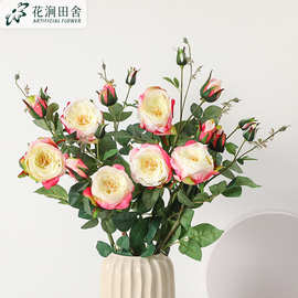 单支手感保湿玫瑰花皇室玫餐桌仿真玫瑰假花软装欧式绢花批发