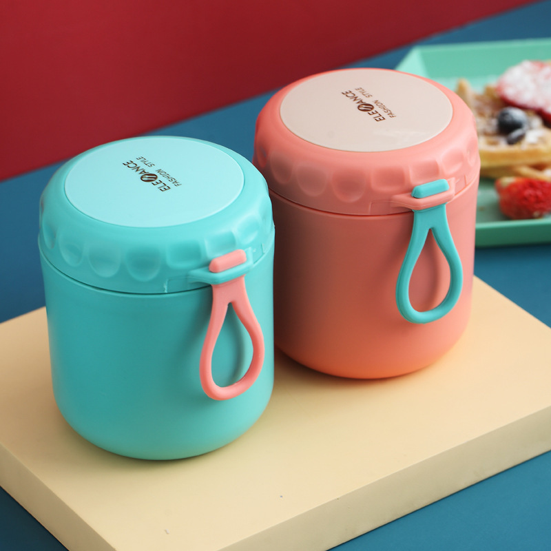 Ins Internet Celebrity 304 Stainless Steel Insulated Soup Cup Portable Kidsren's Water Cup Double-Layer Anti-Scalding Sealed Adult Breakfast Soup Bowl