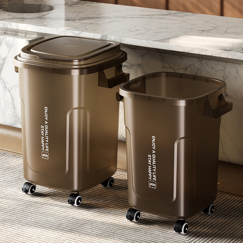 Large-capacity household trash can with lid and wheels, movable storage bin, industrial-style flip-top cleaning bin, outdoor sanitary bin Large-capacity household trash can with lid and wheels, movable storage bin, industrial-style flip-top cleaning bin, outdoor sanitary bin