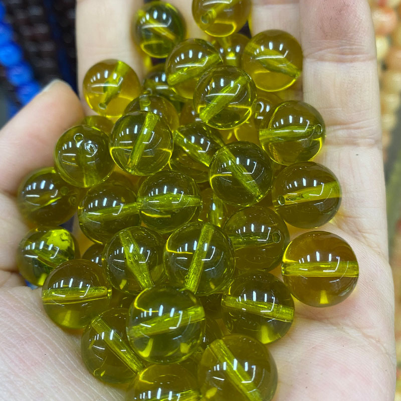 二代蓝珀散珠串珠 通孔血珀圆珠荧光浮水DIY佛珠手串饰品配件批发
