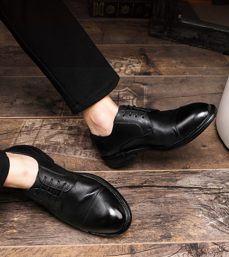 Leather outsole washed retro formal spring and autumn men low top lace-up classic shoes pointy Derby leather Shoes men shoe fashion_voghion.com