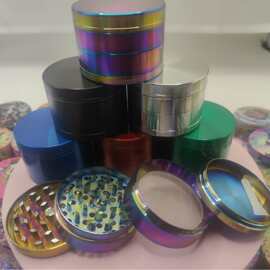 工厂直销63MM50MM40MM四层平板锌合金磨烟器多色Grinder研磨器