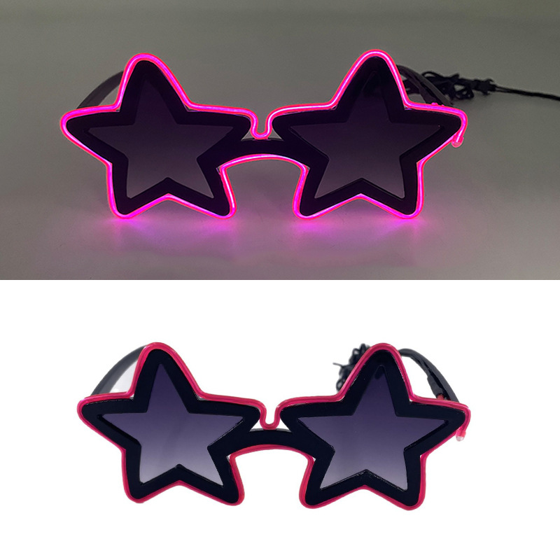 Nuevas gafas luminosas LED, barra de fiesta, festival de música de Bengdi, gafas luminosas de estrella de cinco puntas, accesorios brillantes