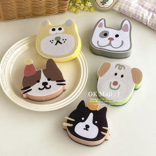 Wood pulp dishwashing sponge kitchen special dishwashing artifact magic wipe scouring pad high color value cute cleaning sponge wipe