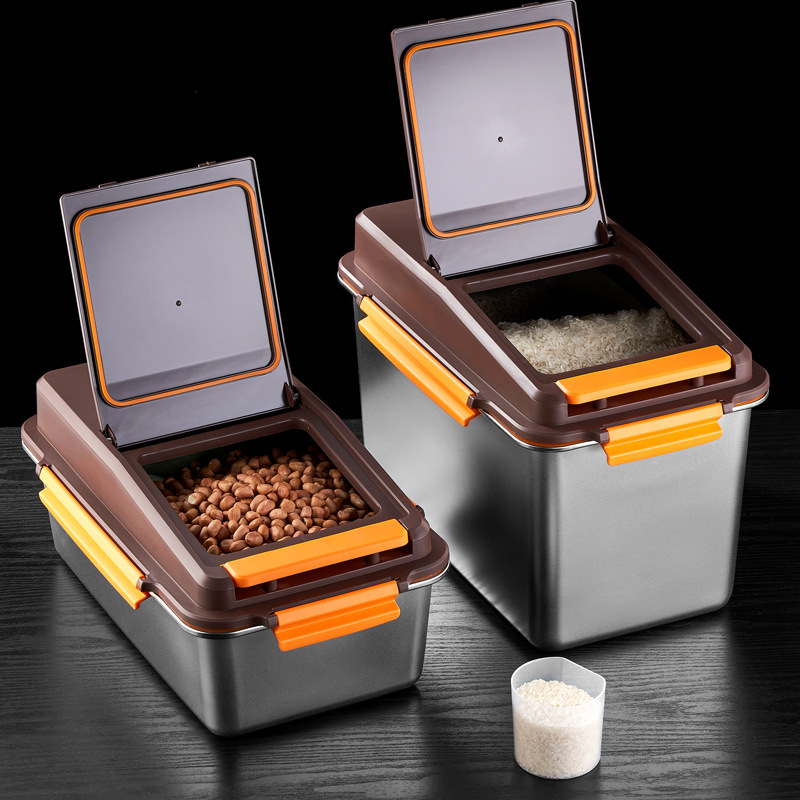 304 stainless steel rice bucket household insect-proof and moisture-proof sealed bucket food-grade large-capacity storage bucket high-end rice cylinder