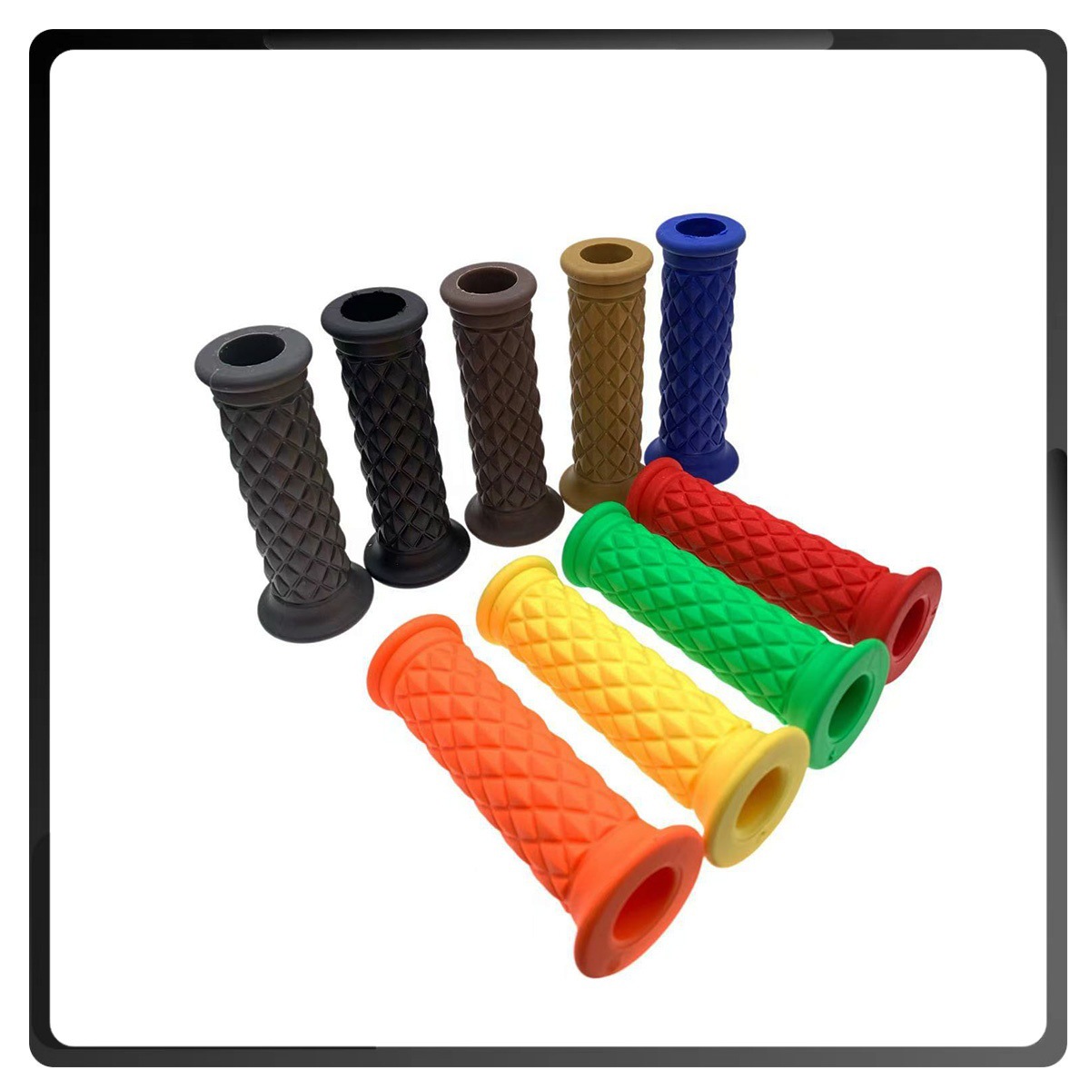 Vintage Universal Handlebar Grip for Off-Road Motorcycles, TPR Soft Rubber, Diamond-Shaped Handlebar Grip, for Scooter and Electric Vehicle Modification
