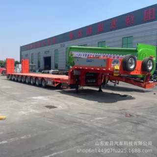 工厂定制九轴低平板牵引半挂车大件运输车特种设备可升降转向低板