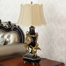 欧式美式陶瓷配天使座钟台灯软装饰品客厅卧室样板间摆件