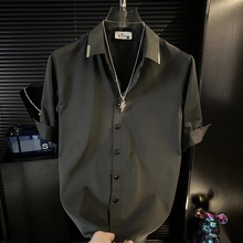2025夏季新款男士短袖衬衫时尚潮流百搭休闲衬衣宽松帅气上衣