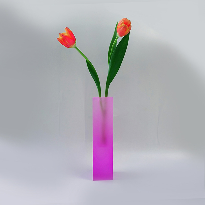 亚克力渐变色花瓶 染色加工UV印刷彩色有机玻璃 北欧ins风花器