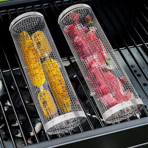 Meige stainless steel barbecue cage barbecue grill grill net cross-border barbecue tube barbecue basket outdoor BBQ stainless steel grill