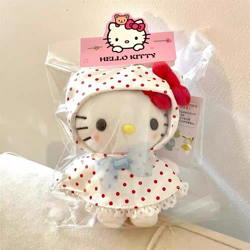 Spot Raincoat Style Polka Dot Hellokitty Cat Bag Small Pendant Cute Girl Pendant Plush Doll Gift