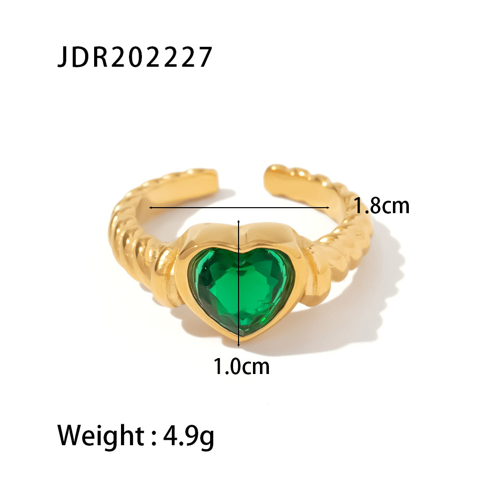 Retro Geometric Stainless Steel Zircon Open Ring