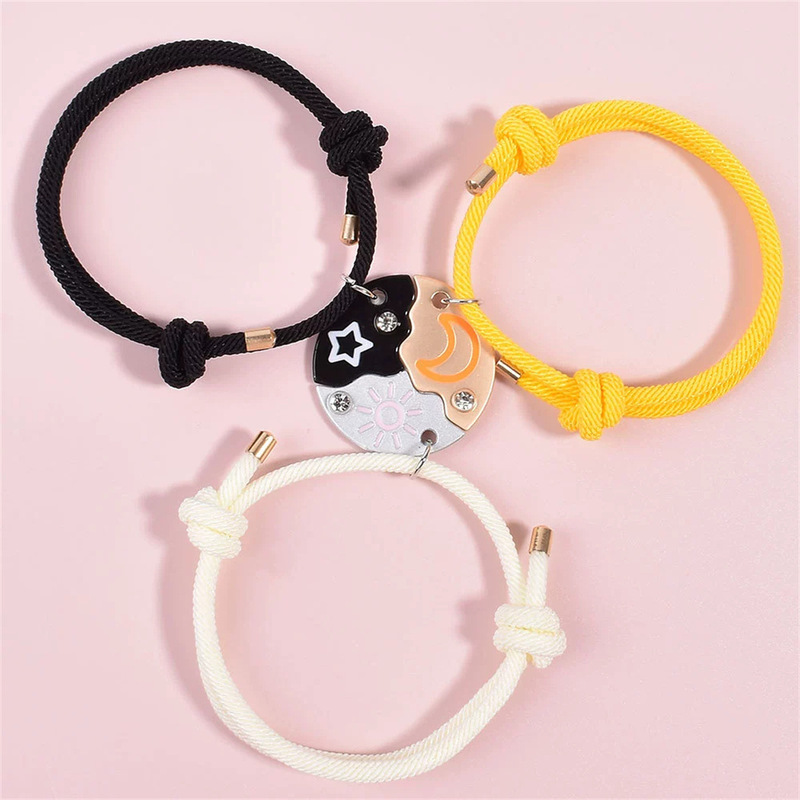 Stars, Moon, Sun, Three-Person Splicing Bracelet, Alloy Oil Dripping, Best Friend, Best Friend, Friendship Bracelet, Graduation Season Gift