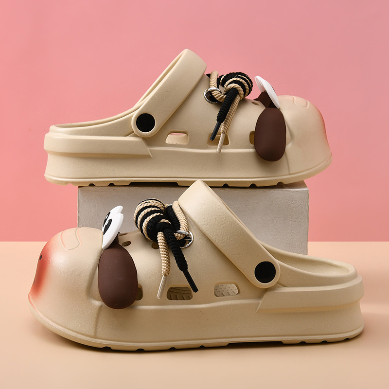 Thick Sole Cave Shoes Summer Wear Height-increasing Non-slip Slippers EVA Deodorant Breathable Cartoon Couple Beach Toe Slippers