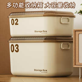 玩具收纳箱带盖加厚加硬零食玩具整理箱家用大号化妆品书本储物箱