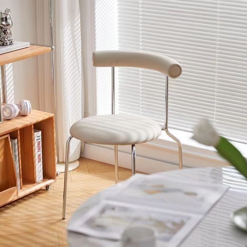 w! Light luxury dining chair, mid-century style home back chair, simple modern milk tea shop home internet celebrity chair, cream style egg roll