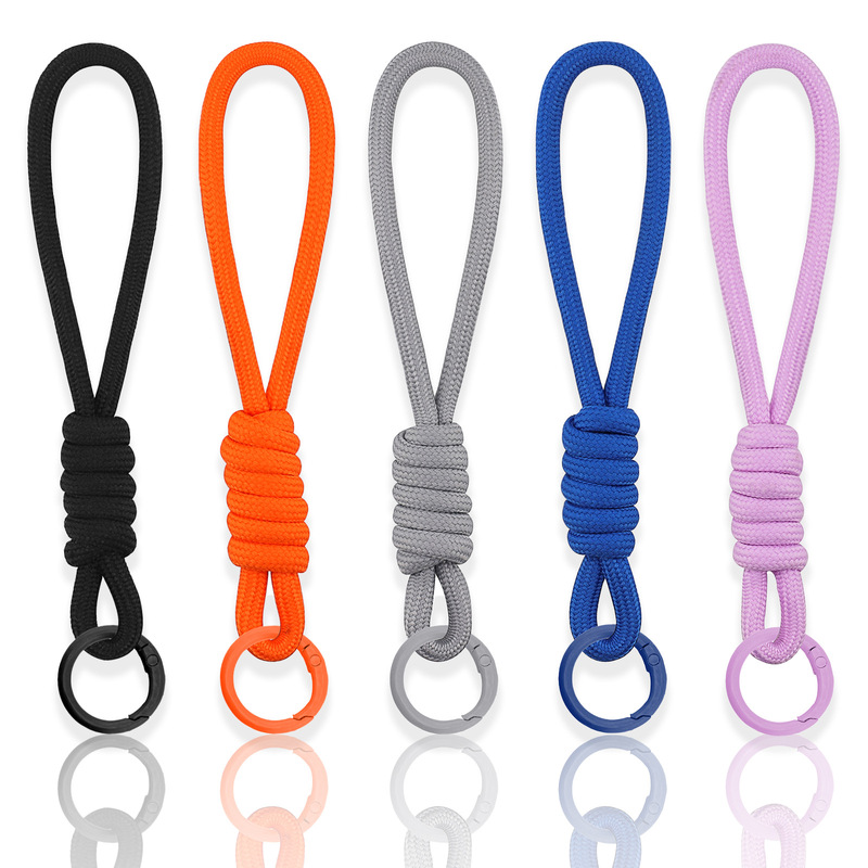 Nylon Single-Color Braided Rope Keychain Lanyard for Men and Women, Carabiner Couple Wrist Strap, Bag Pendant, Phone Lanyard