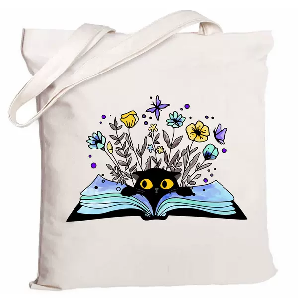 Cute Cat cartoon Cat printed canvas bag Harajuku shoulder bag folding bag global Foreign Trade Shopping Bag tote