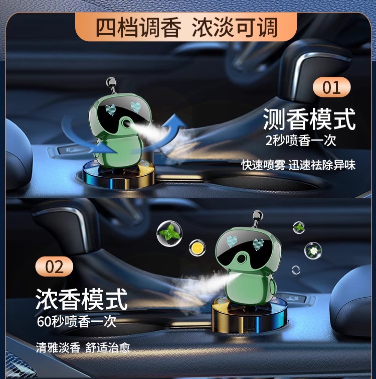Car Start and Stop Smart Robot Spray Aromatherapy Car Air Outlet Car High-End Fragrance Spray to Remove Odor