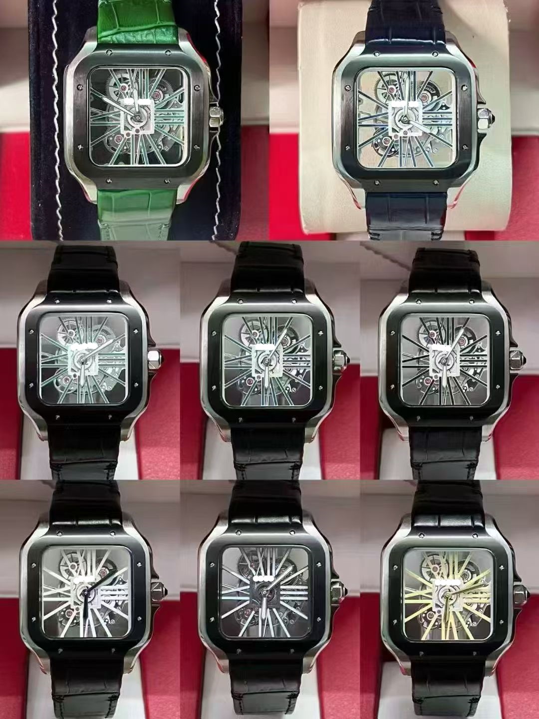 Fábrica transfronteriza af kajiashan dushi relojes de pareja mecánicos totalmente automáticos relojes de acero fino aguja azul a la parrilla comercio exterior al por mayor