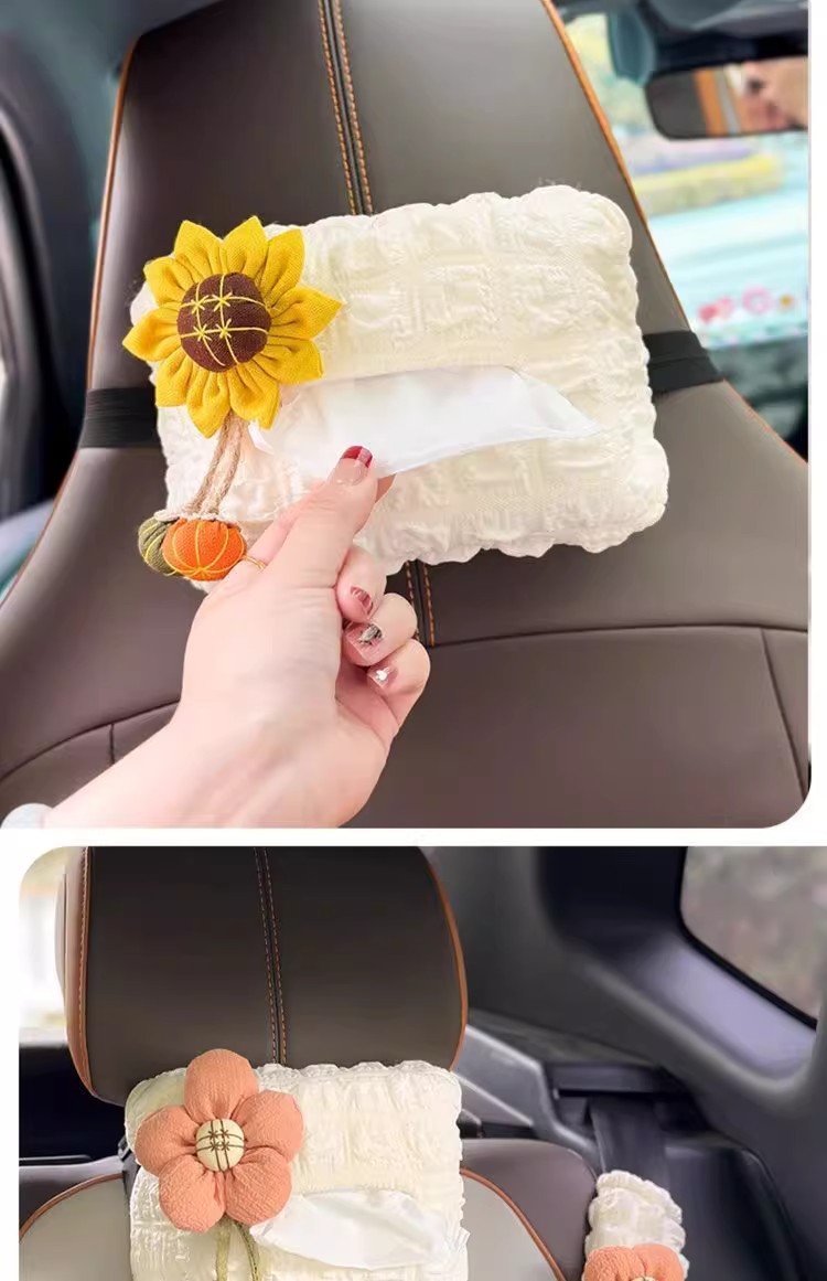 Car Tissue Box, Car Tissue Box, Armrest Box, Sun Visor, Seat Hanging, Cute and Simple for Girls