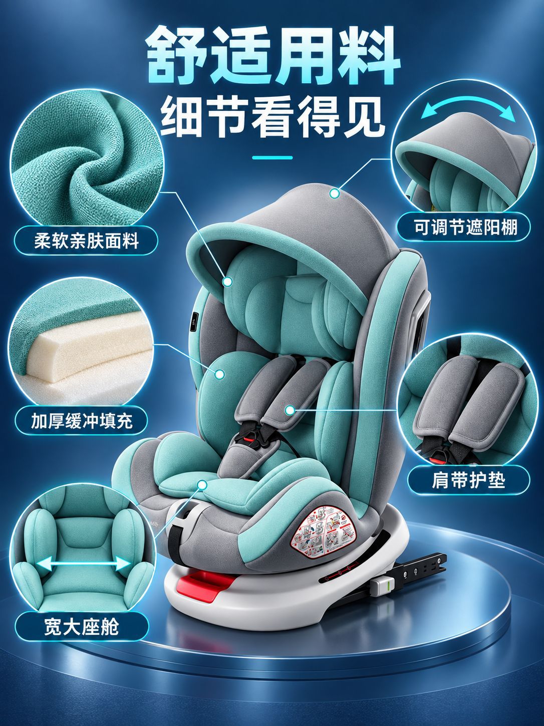 Cross-border car child safety seat, suitable for babies aged 0-12, with a 360-degree rotating design for in-car use