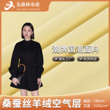 桑蚕丝羊绒空气层面料 350g秋冬保暖腈纶内衣布料 针织羊绒面料