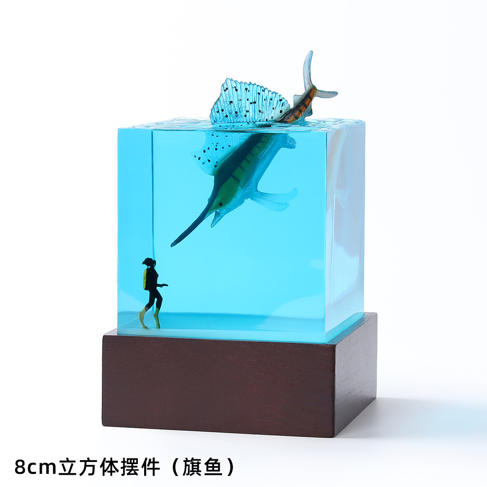  new creative ocean diver shark dolphin resin night light ornaments handmade household resin crafts
