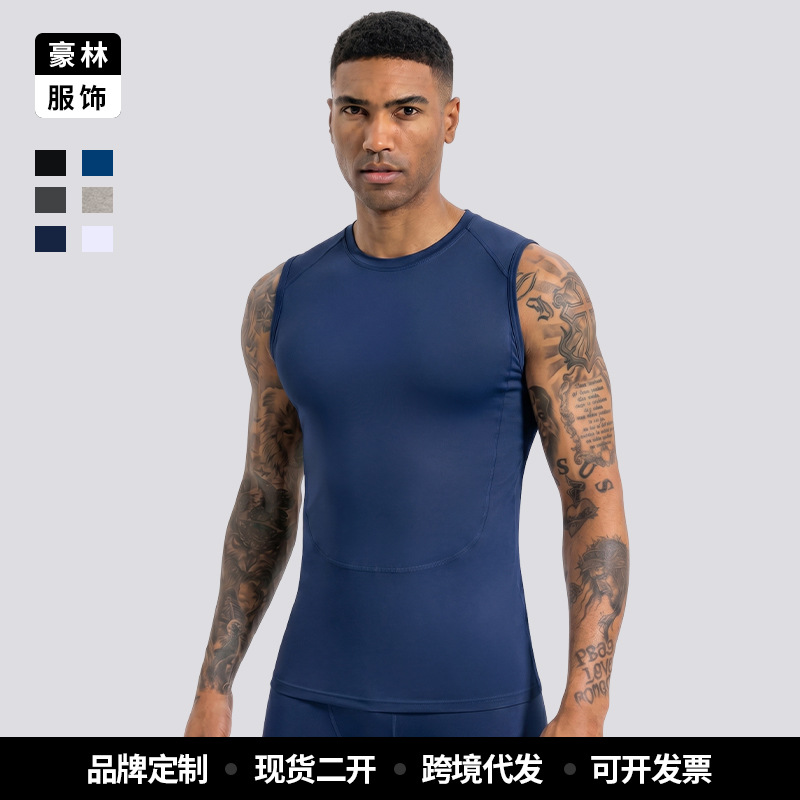 Procesamiento personalizado chaleco de carrera ropa seca rápida al aire libre elástica ropa deportiva apretada camiseta deportiva sin mangas transfronterizas