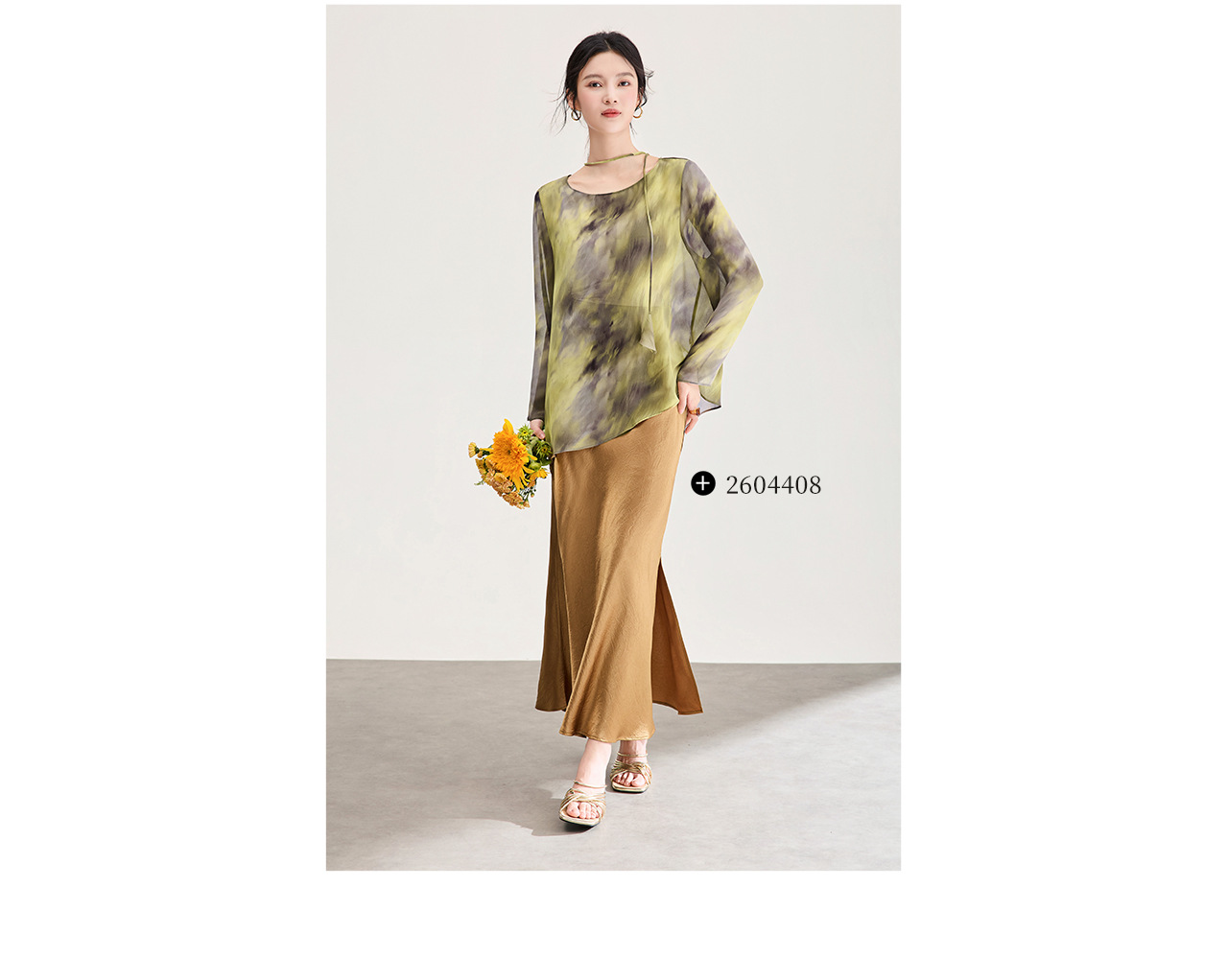 Áo sơ mi nữ chất liệu voan mỏng nhẹ, họa tiết in không đều, tay ngắn mùa hè — Trang chủ chi tiết 11