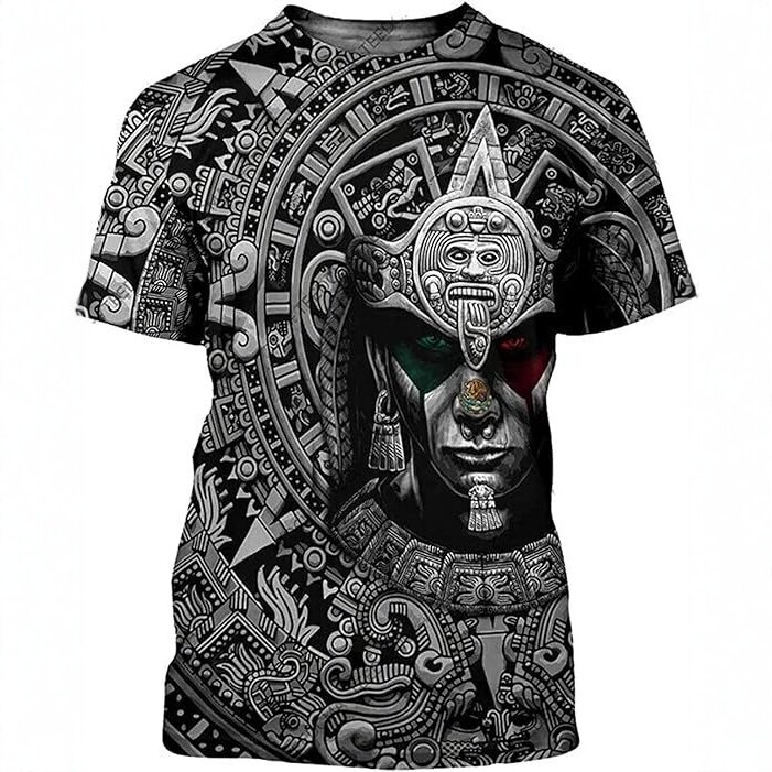 2026 New Mexican Style 3D Printed T-Shirt Men's Short-Sleeved Round Neck Trendy Casual Summer Cross-Border Best-Selling Model