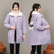 冬季新款加棉罩衣外套女外穿加绒加厚保暖厨房长棉衣裙外穿工作服