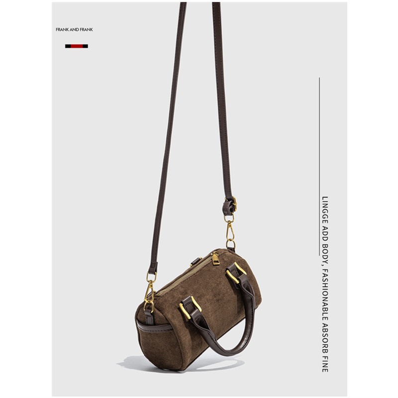 Piccola borsa a tracolla boston in camoscio stile retrò donna_voghion.com