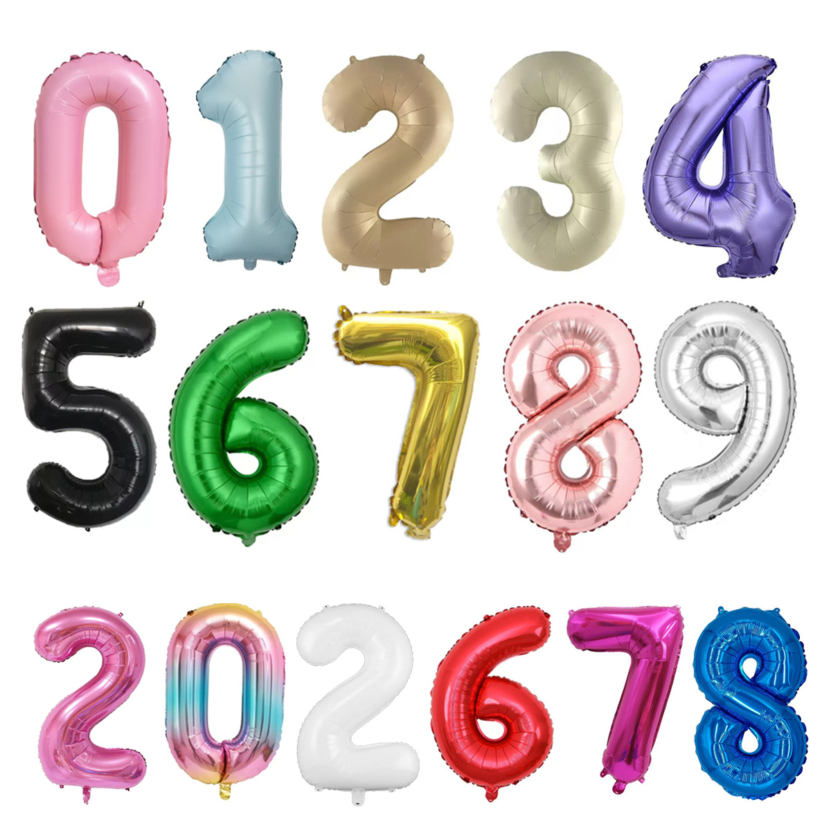 Transfronterizo inswind 16 pulgadas globo de aluminio digital verde blanco azul Año Nuevo letras de Año Nuevo pequeño globo digital