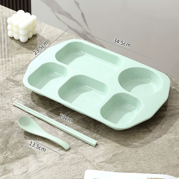 Divided plate + chopsticks + spoon [Nordic green]