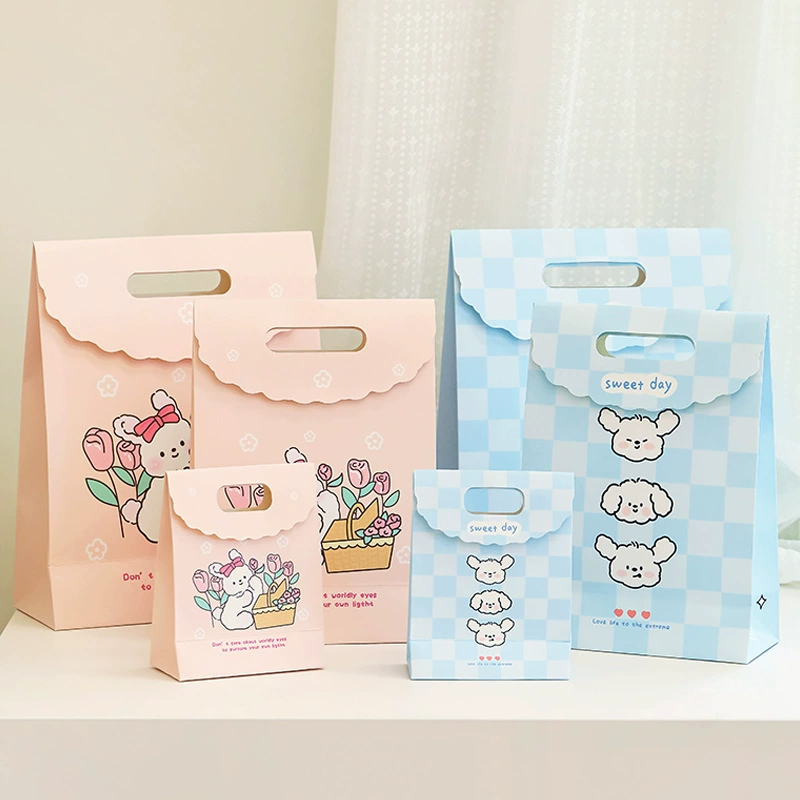 Подарочный пакет с мультяшным принтом, бумажный пакет ко Дню защиты детей, милый бумажный пакет с кроликом, подарочный пакет для подарков на день рождения