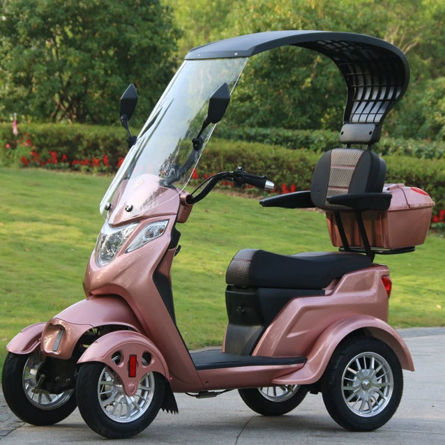 Новый полузакрытый электрический трёхколёсный велосипед с крышей для пожилых людей, четырёхколёсное транспортное средство для дома для инвалидов с двумя сиденьями.