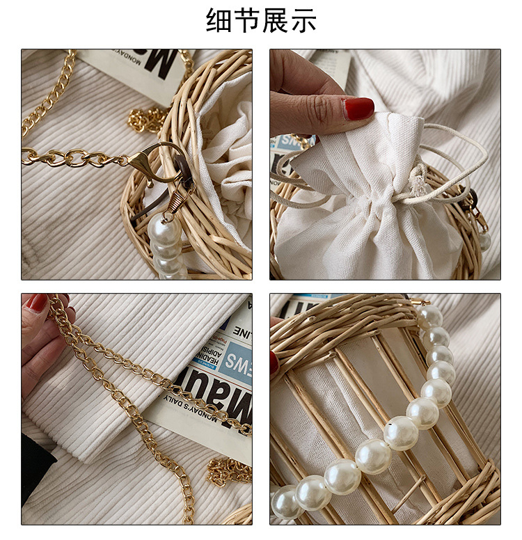 Simple Pearl Portable Straw Bag Wholesale display picture 48