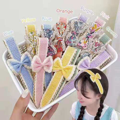 Children's New Velcro Headband Headband Cute Rabbit Knitted Bangs Stickers Shredded Post Girls Sticky Shredded Hair Hair Accessories