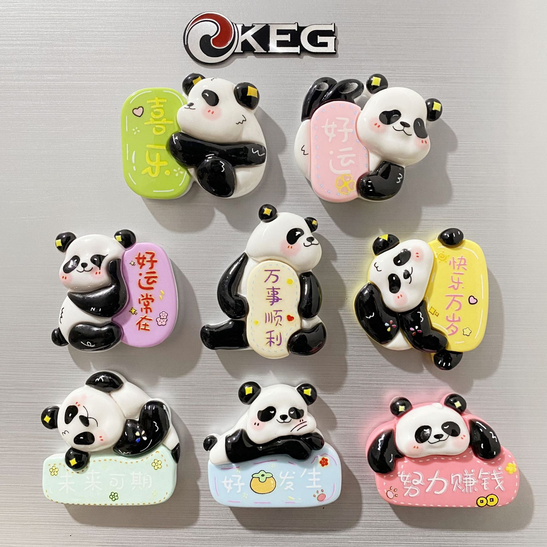 Creative soft magnetic panda fridge magnet magnetic couplet cute 3D resin fridge magnet office culture souvenir