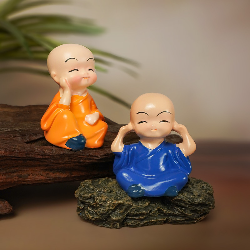 Cuatro monjes pequeños, decoraciones de acuario, decoraciones de paisajismo de peceras, piscicultura, juegos de mesa de arena psicológica, ceguera arqueológica