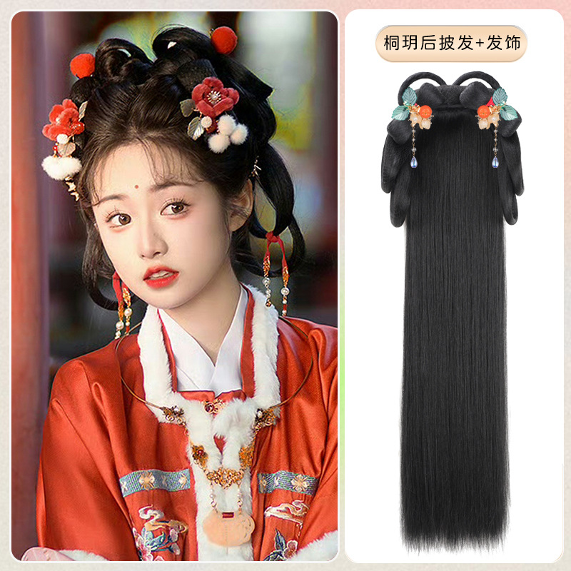 Tong Yue 뒤의 머리 + 오렌지색 헤어 액세서리 한 쌍