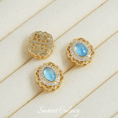 18k Gold Plated Aquamaro, Zərgərlik ara hissələri - gold-oval-hollow-lace-one-piece