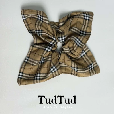 Tudtud Brown Plaid Scarf Saç üçün rezinlər - coffee-color