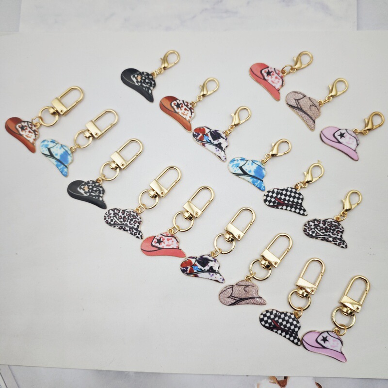 Cross-border Explosions Western Denim Hat Pendant Keychain Bag Pendant U Disk Headset Pendant Ladies Keychain