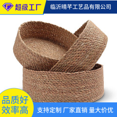 收纳筐编织篮子整理收纳草编化妆品收纳桌上藤编篮圆形收纳盒零食