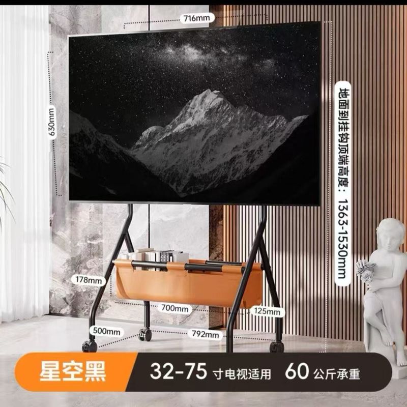 レトロなスタイルのステンレス鋼の可動テレビスタンド床置き型車輪付きカートスタンド 42-80 テレビ用|undefined