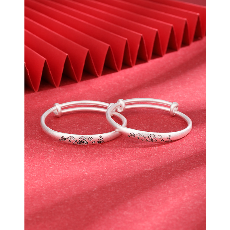 999 años de la serpiente de plata esterlina brazalete de plata bebé felicidad feliz niños brazalete de plata luna llena regalo de aniversario
